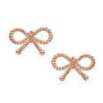 thumbnail image 2 of Bling Jewelry Womens Simple Thin Twist Rope Cable Ribbon Bow Stud Earrings Rose Gold Plated Silver, 2 of 5