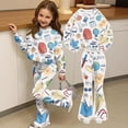 thumbnail image 3 of Grblisyd Back to School Outfits for Girls 2PCS Crew Neck Long Sleeve Top & Flare Pants withCute Stationery Print Casual Girl Clothes, 3 of 4