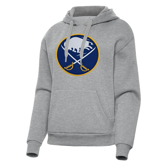 Women's Antigua Heather Gray Buffalo Sabres Victory Pullover Hoodie