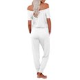 thumbnail image 4 of Honganda Women Solid Color Clothes Set, Off-shoulder Tops+Drawstring Long Pants, 4 of 8
