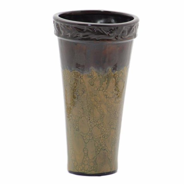 Benzara BM164886 Ceramic Vase, Brown & Olive Green