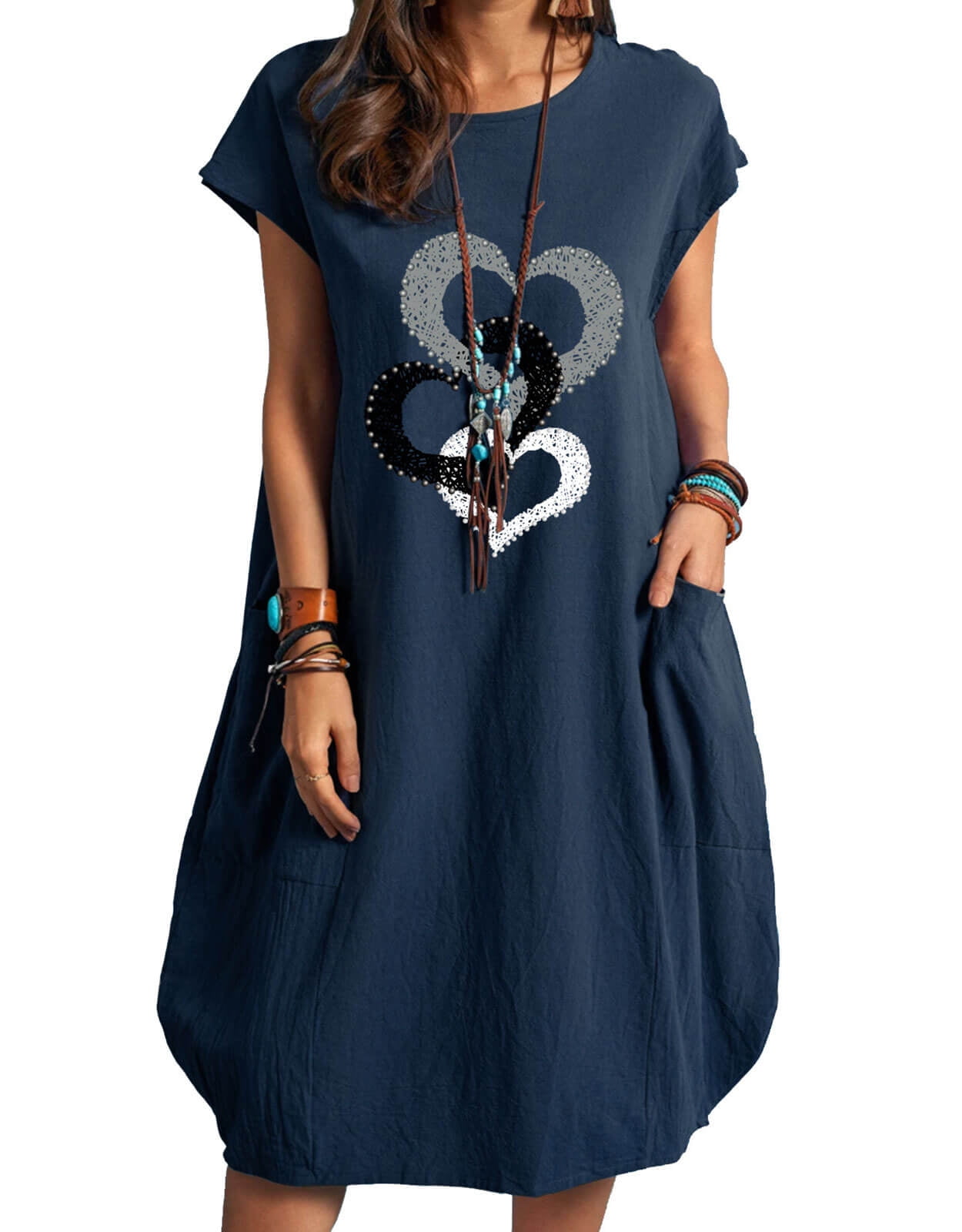 Swimsuit Coverup for Women Heart Print Bathing Suit Cover up Plus Size