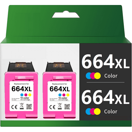 Compatible Color 664XL 664 XL High Yield Ink Cartridge Replacement for HP Deskjet 1115 2136 3636 3836 Printer (2 Pack)
