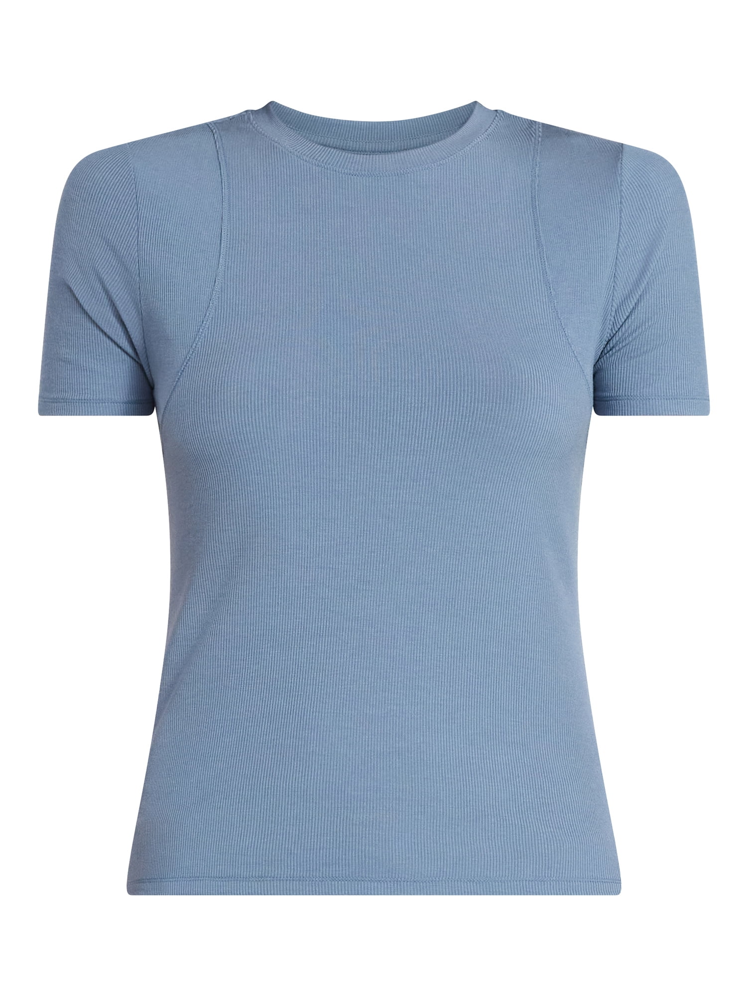 Avia Women's Ribbed T-Shirt with Short Sleeves, Sizes XS-XXXL