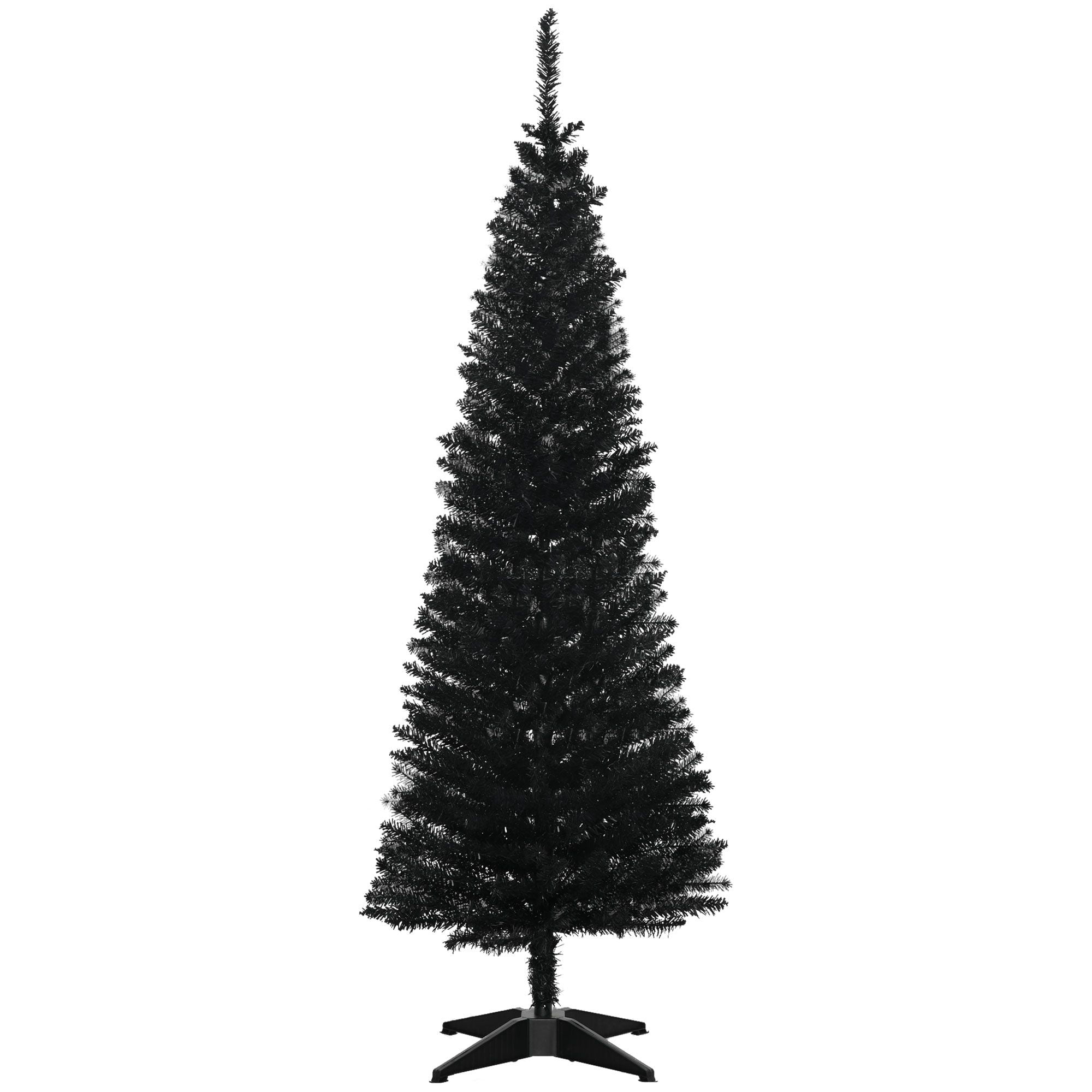 5 ft Artificial Pencil Christmas Tree, Slim Unlit Xmas Tree with 294 Branch Tips and Plastic Stand for Small Spaces and Apartments