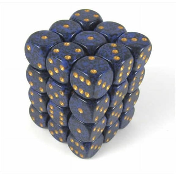 25937 Golden Cobalt Speckled - 6 Sided 12 mm Dice Set Of 36