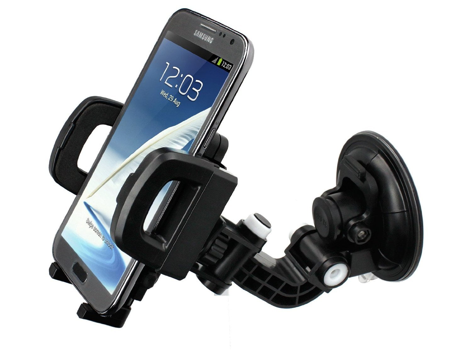 EpicDealz Heavy Duty Arm Universal Car Vent Mount Holder Stand 360 Degree Swivel Rotation Windshield & Dashboard For Samsung Galaxy J7 Black 
