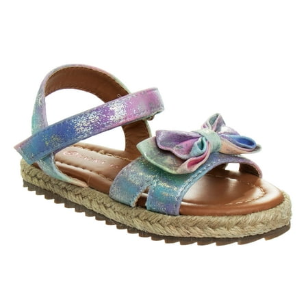 

Laura Ashley Girls Open Toe Bow Knot Detail Hook and Loop Espadrille Sandals. (Toddler/Little Kids)