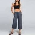 thumbnail image 5 of Mohiass Women's Capris Pull on High Waisted Lounge Wide Leg Capri Pants for Women Summer Yoga Womens Capris with Pockets Gray 2XL, 5 of 5