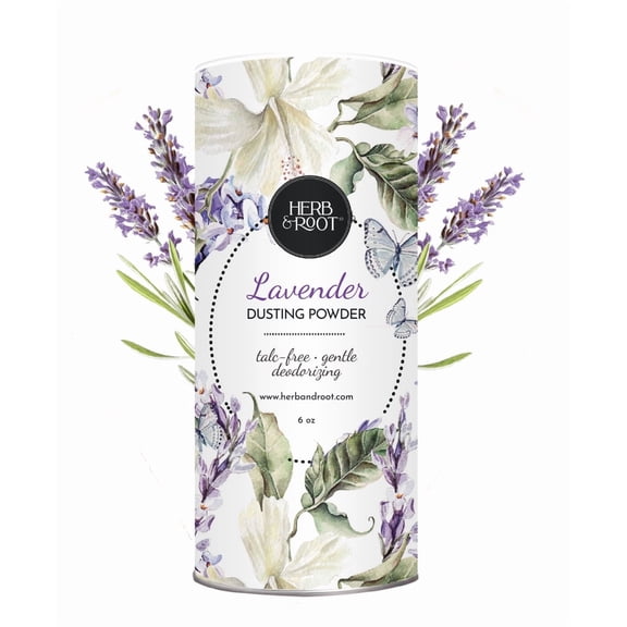 Herb & Root Lavender Fragrance Dusting Powder for Women or Men | Scented Talc Free Body Powder | 6oz