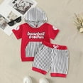 thumbnail image 2 of Toddler Baby Boy Outfit Short Sleeve Hooded Tops Drawstring Shorts Baby Boy Summer Clothes 6 12 18 24 Months 3T, 2 of 6