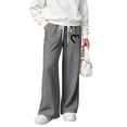 thumbnail image 3 of DJDLJWCJ Teen Girls Wide Leg Sweatpants Winter Warm Elastic Waist Drawstring Baggy Pants Side Pocket Athletic Pants Dark Gray Size 14, 3 of 7