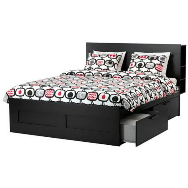massa Postcode aan de andere kant, Ikea King size Bed frame with storage & headboard, black, Luröy ,  26386.82920.210 - Walmart.com