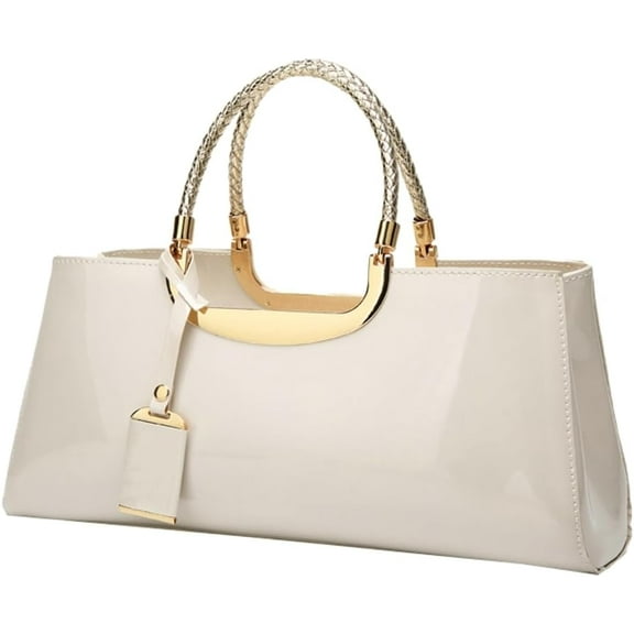 Women's Glossy Patent Vegan Leather Handbag Large Shoulder Tote Bag Ladies Evening Clutch Purse Party Satchel