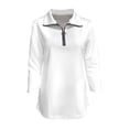 thumbnail image 6 of Women's 3/4 Sleeve V Neck Zippered Solid Collar Shirt Sweatshirt High Low Shirt 3x Glitter Shirt Shirts with Lace for Women Women's Tunic Blouses Long Tops for Leggings Low Back plus Tunic Oversized, 6 of 8
