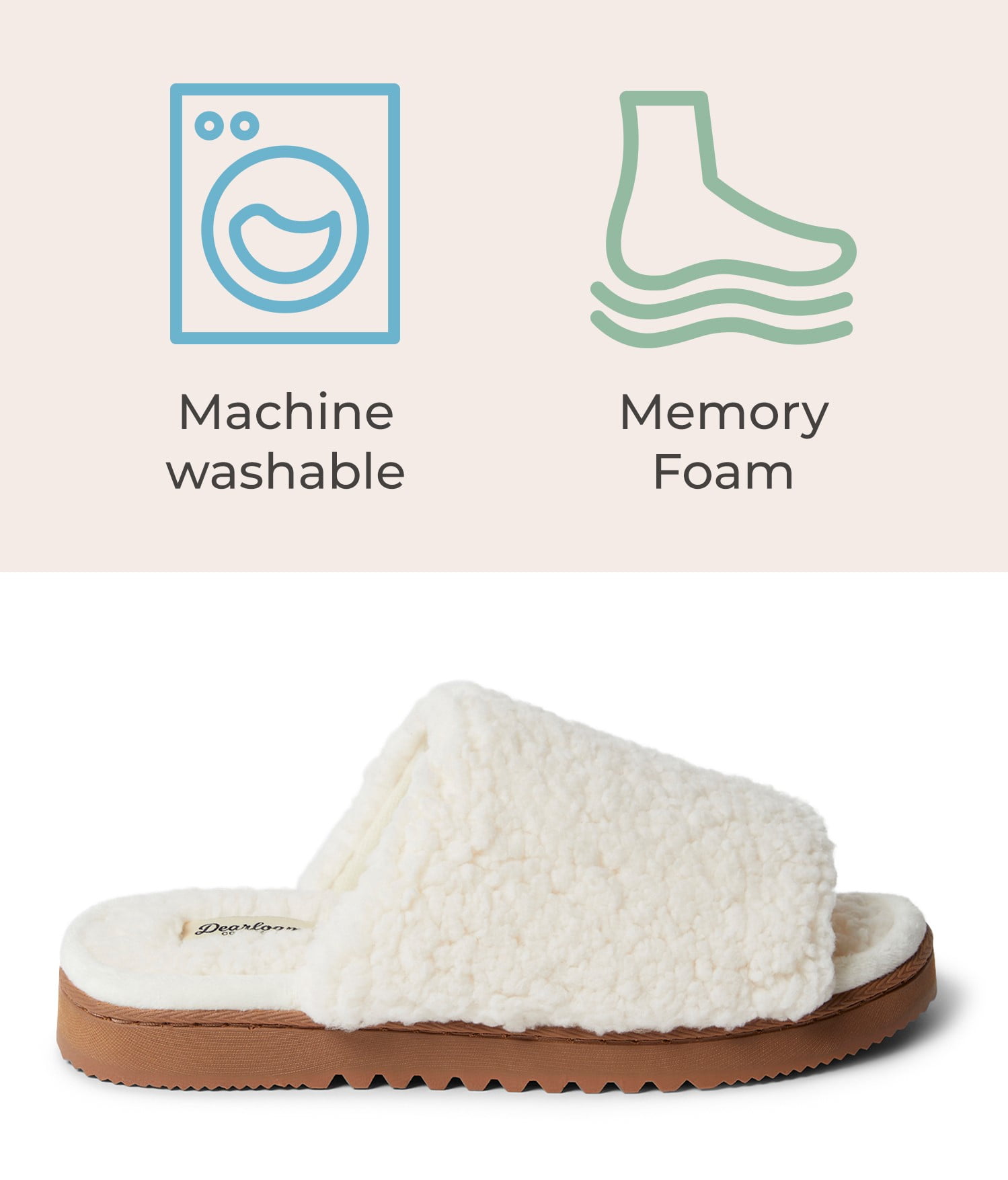 Dearfoams Cozy Comfort Women s Teddy Pile Open Toe Scuff Slippers