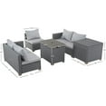thumbnail image 2 of Grand Patio 5-Piece Outdoor Sectional Sofa Sets, All-Weather Wicker Furniture Sets with Fire Pit Table and Storage Box for Backyard Garden Poolside, Light Gray, 2 of 9