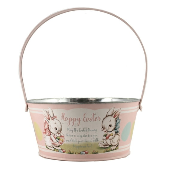Easter Tin Pink Easter Bucket Tin Build A Tradition Tf0116p