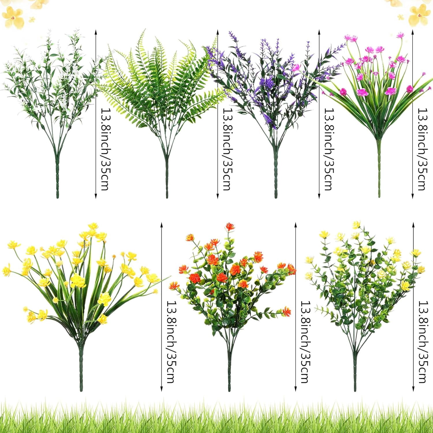10 Bundles Artificial Flowers Fake Outdoor Flowers UV Resistant Faux Outdoor Plants Artificial Greenery Plastic Artificial Shrubs for Artificial Grasses Fake Flowers for Garden Home Box