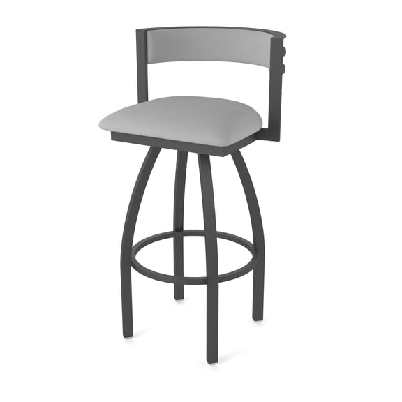 861 Artemis 36" Swivel Bar Stool with Pewter Finish and Canter Folkstone Grey Seat and Back