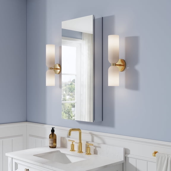 ANGELES HOME 16" x 36" Mirror Medicine Cabinet, Wall Mounted Medicine Cabinet with Tempered Mirror, Anodized Chrome Aluminum Frame, Mirror Cabinet with 3 Adjustable Shelves, Right Open Door