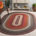 thumbnail image 2 of SAFAVIEH Braided Tendrils Striped Machine Washable Reversible Area Rug, Brown/Rust, 8' x 10' Oval, 2 of 12