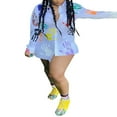 thumbnail image 3 of Women Spring Autumn Blouses Multicolor Palm Print Long Sleeves Loose Shirt, 3 of 9
