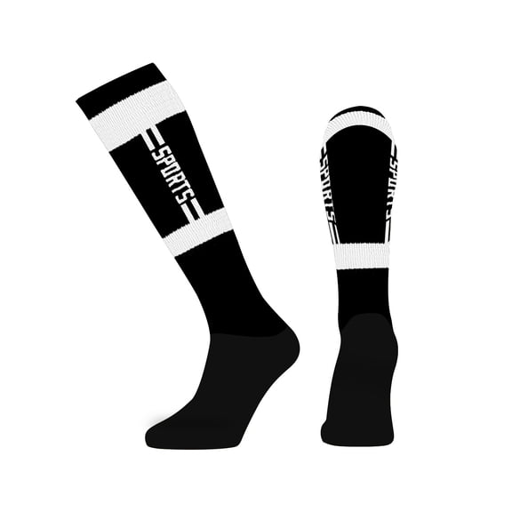 Soccer Socks Team Sport Knee High Socks For Youth Kids, Designed for Young Athletes in Football - Color Black