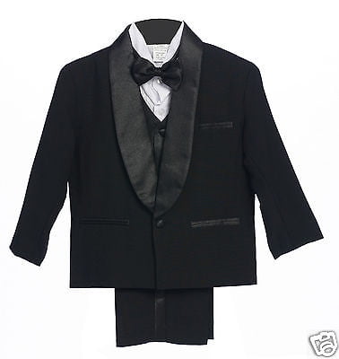 Fuchsia Vest Bow Tie S-4T New Baby Boy Formal Wedding Party Black Suit Tuxedo