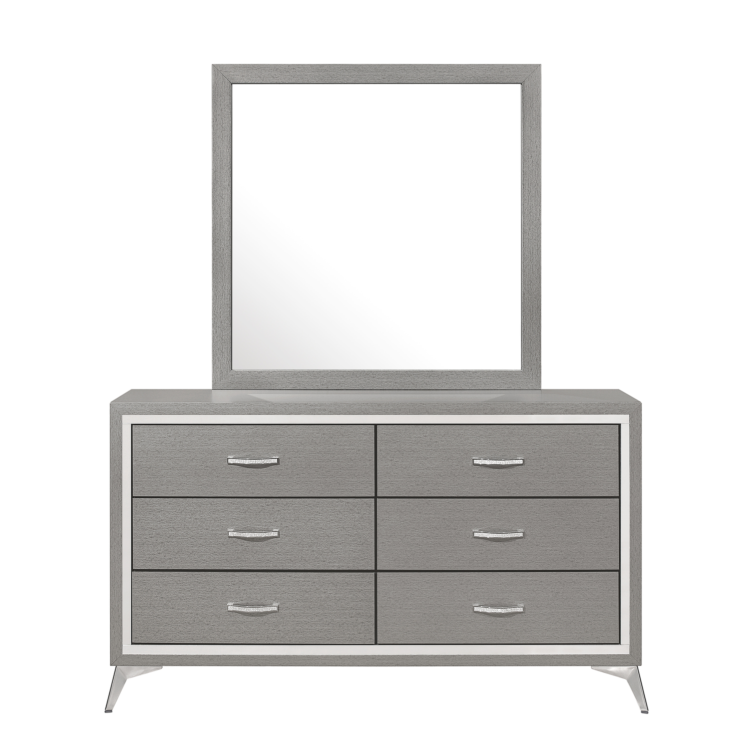 New Classic Furniture Huxley Solid Wood Dresser with Mirror in Gray New Classic Furniture Huxley Solid Wood Dresser with Mirror in Gray
