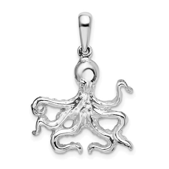 Finest Gold Sterling Silver Polished Octopus Pendant