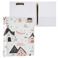 thumbnail image 3 of Cute House Pattern 12.4x10.6in PVC Round Ring Binders, 2-Pack, D-Ring 3-Hole, Metal Clip, 3 of 10