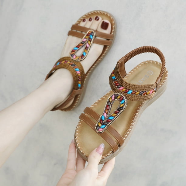 WILLBEST Sandalias Casuales Para Mujer Sandalias Cómodas Para Uso Diario Con Diseño Hueco Y Cierre Para Atuendos Casuales Y Actividades De Verano