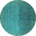 thumbnail image 1 of Ahgly Company Machine Washable Indoor Round Oriental Turquoise Blue Industrial Area Rugs, 7' Round, 1 of 4