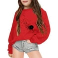 thumbnail image 2 of LIIPEE Girls Sweatshirts Cartoon Dandelion Flower Printed Long Sleeve Round Neck Pullover Tops Little Girls Classic Casual Outing Sweatshirts,Watermelon Red,5-6 Years, 2 of 3
