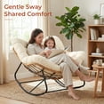 thumbnail image 6 of Pirecart Papasan Rocking Chair, Indoor Outdoor Comfy Papasan Chair, Wicker Egg Lounge Chair, Oversized Rocking Chair with Cushion for Living Room/Porch/Garden, Beige, 6 of 10