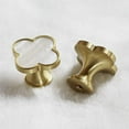 thumbnail image 4 of Fymlhomi Decorative Clovers Brass Kitchen Cabinet Knobs White Shell Drawer Dresser Pulls Furniture Cupboard Door Pull Handles Modern 4Pack (4), 4 of 5