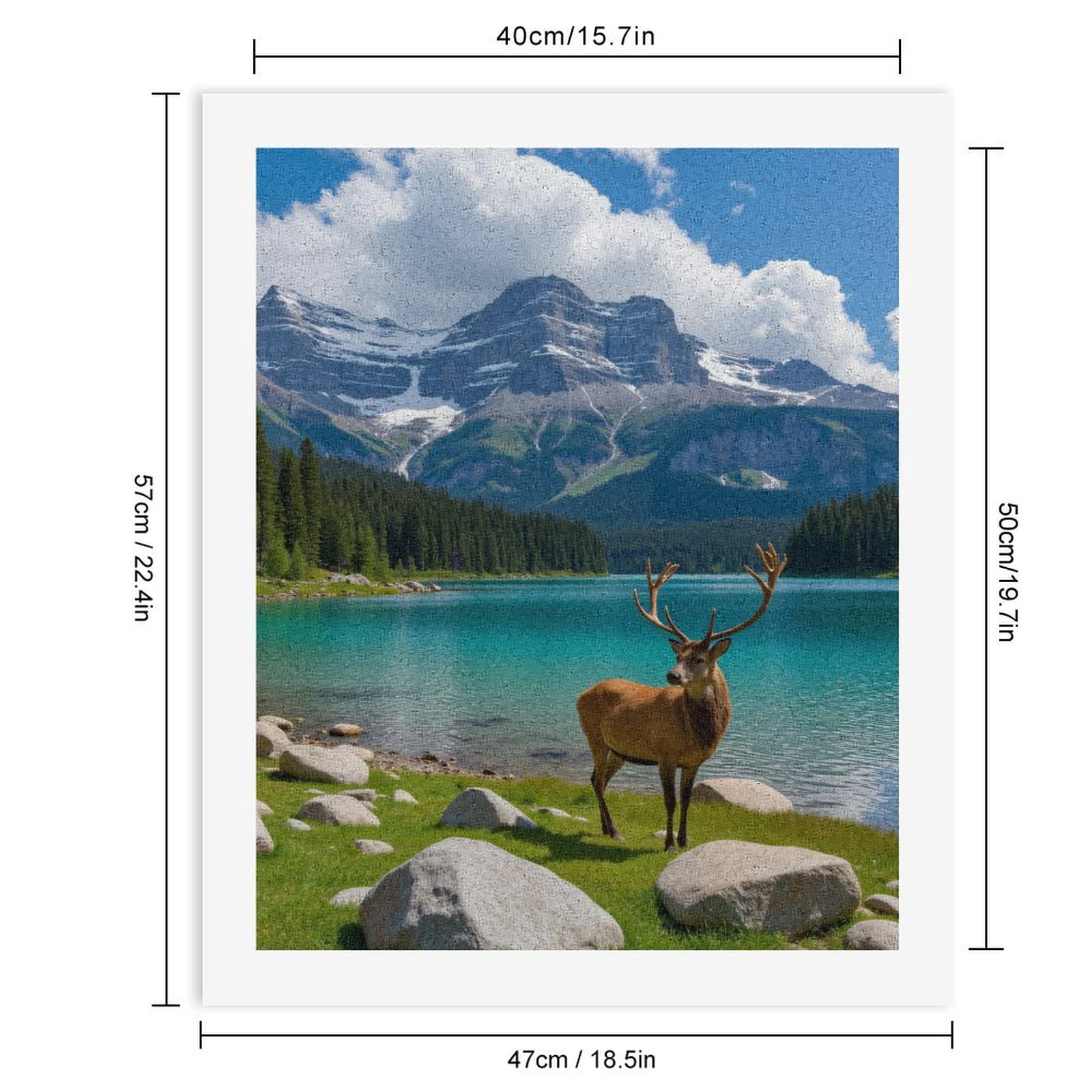 Paint By Numbers Kit for Adults Beginner - DIY Mountain Lake Deer Majestic Scenery Canvas Painting Kits for Adults, Frameless Paint By Number for Adults for Home Wall Decor 16x20 Inch