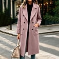 thumbnail image 5 of IUYRTFE Women's Long Overcoat Lapel Collar Button Down Knee Length Coat with Pockets Lined, 5 of 9