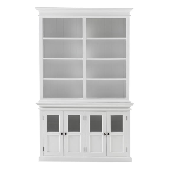 Hutch Unit with 4 Glass Doors Halifax Solid Wood in White