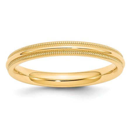 Real 14kt Yellow Gold 3mm Milgrain Comfort Fit Band Size 4.5; for Adults and Teens; for Women and Men