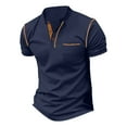 thumbnail image 3 of Mens Clothes Men Shirts Men's Henley Button Down Short Sleeve Shirt Casual Summer Beach Wedding Shirts with Pocket Dark Blue M, 3 of 5