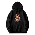 thumbnail image 3 of Men's Loose Fit Hoodie - Cartoon Rabbit Design with Orange Blue Spots Red Collar & Purple Bow Tie Smiling with Hearts, 3 of 7
