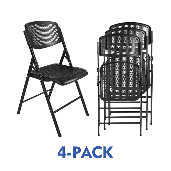 Mainstays Airbreath Premium Folding Chair, Black (Set of 4)