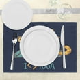 thumbnail image 3 of Ambesonne Cartoon Place Mats Set of 4, Cat Lotus Position, Standard Size, Pale Blue Dark Blue, 3 of 6
