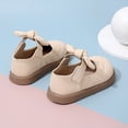 thumbnail image 3 of Toddler Girl Mary Jane Dress Shoes with Bow Flower Girl Shoes Little Girl School Uniform Shoes for Wedding Party Beige 23, 3 of 4