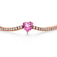 thumbnail image 2 of Gem Stone King 18K Rose Gold Plated Silver Pink Mystic Topaz and White Moissanite Tennis Bracelet for Women (5.33 Cttw, Gemstone Birthstone, Heart Shape 8MM, 7.25 inch), 2 of 6