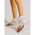 thumbnail image 2 of Women Tassel Decor Lace-up Front Thong Sandals, Faux Suede Fashion Sandals, 2 of 4