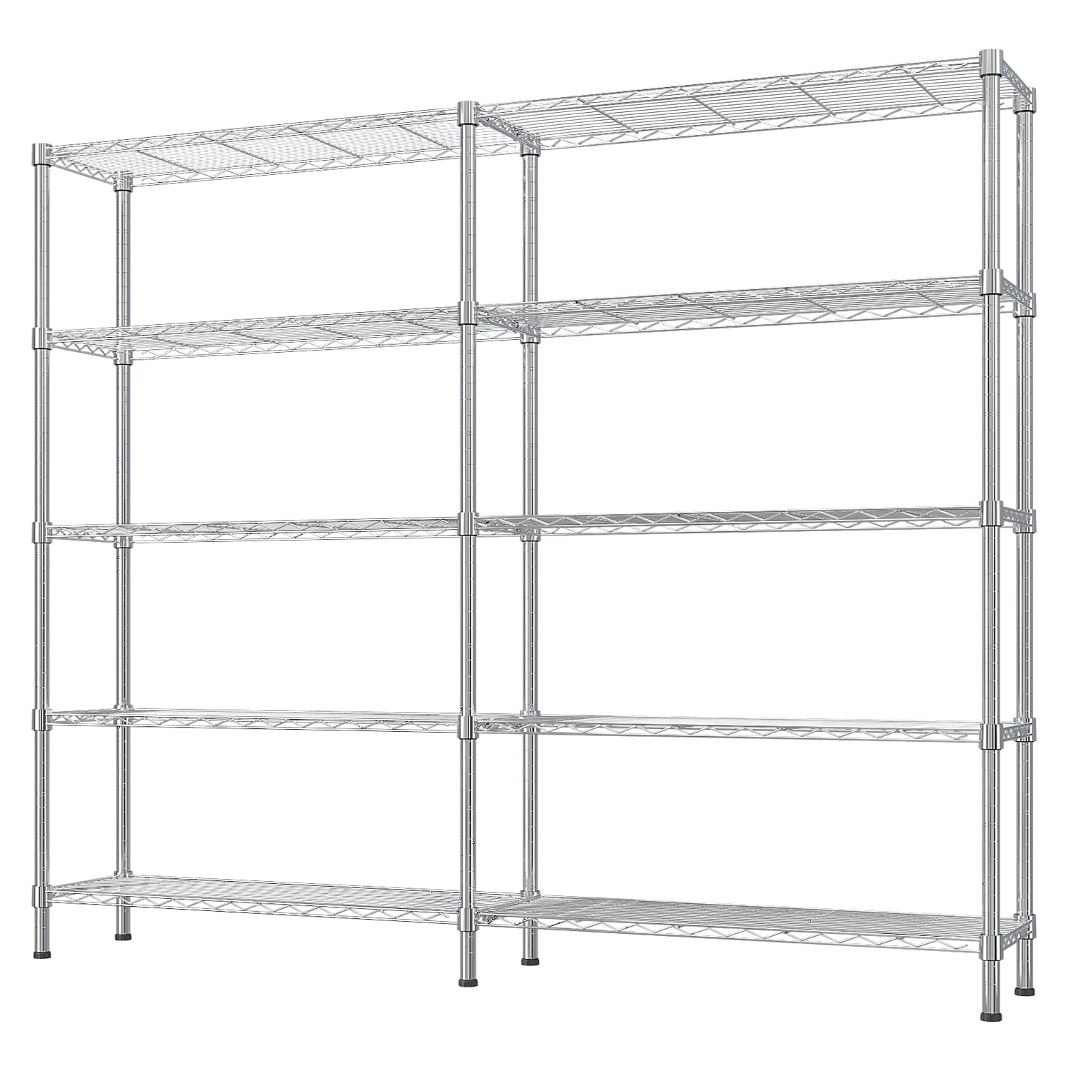 Ktaxon 1500LBS Heavy Duty Wire Shelving, 5-Tier Extra-wide Metal Shelves, Steel Garage Storage Rack, Adjustable DIY Commercial Shelving for Pantry Storage Organizer, 58"W x 13.8"D x 71"H,Chrome