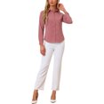 thumbnail image 2 of INSPIRE CHIC Women's Color Block Button Down Long Sleeve Work Shirt L Dark Rose Pink, 2 of 5